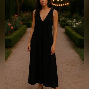 Free People Black V-Neck Maxi Dress